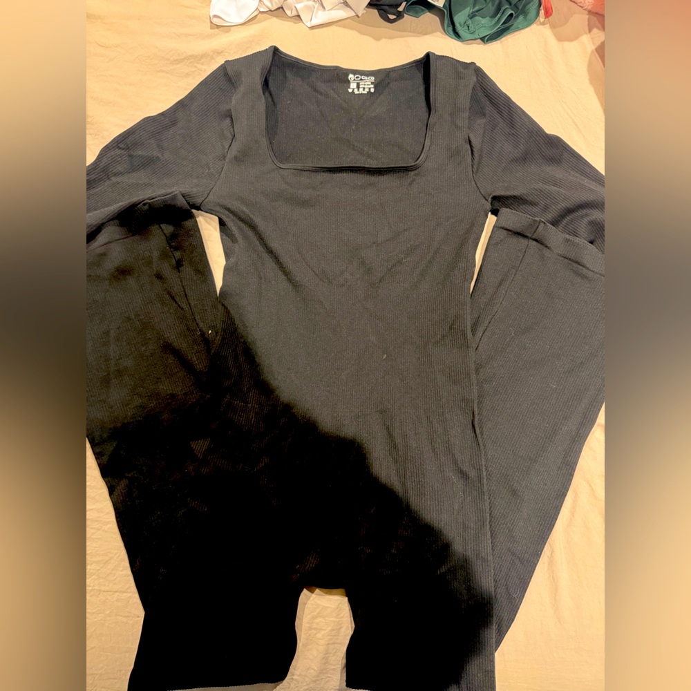 Black Long Sleeve Full Body Suit - Flared